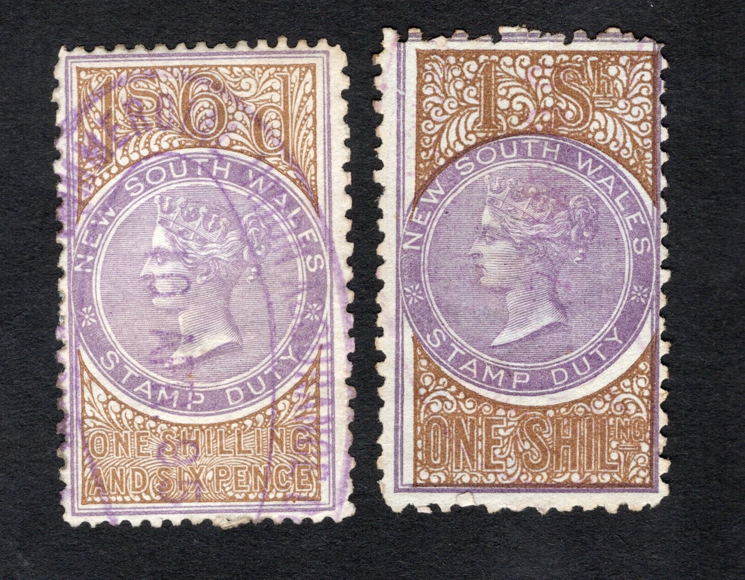 Australia 1901 stamps Revenue 3 issue 1Sh-1Sh6d Wmk NSW MH/used