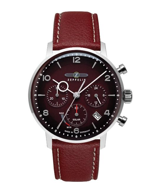 Zeppelin LZ 129 Hindenburg Quartz Watch Red 41 mm Day Leather 8086