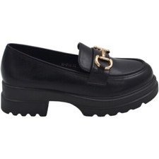  Mocassino donna collage inglese con bendina in pelle nero opaco suola in gomma 