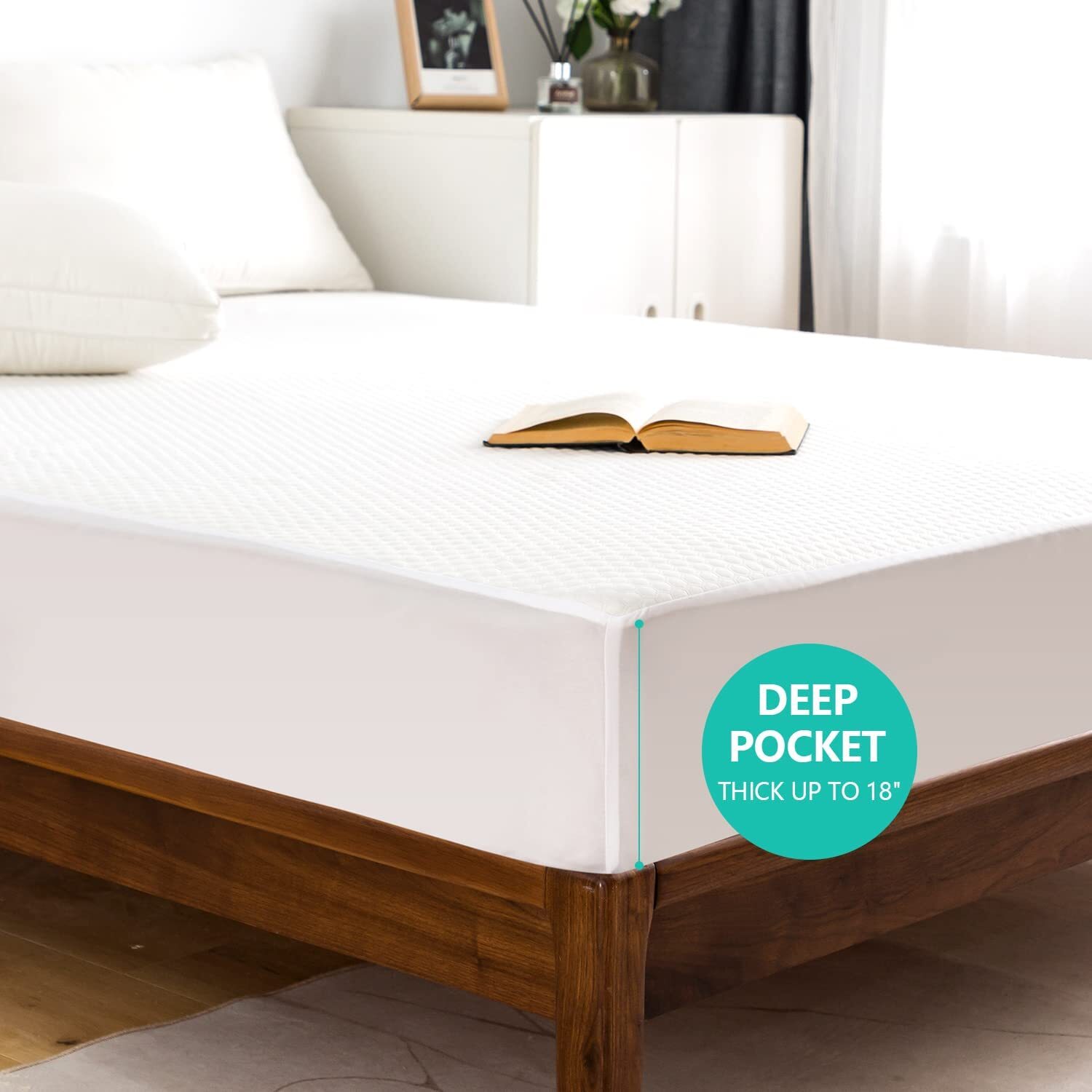 Mattress Protector Waterproof Knitted Jacquard Hypoallergenic Fitted Deep Pocket-image