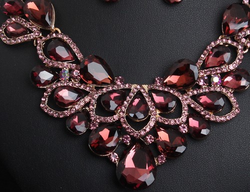 Fashion Flower Women Statement Necklace Earring Crystal Jewelry Set Bridal Gifts - 第 185/661 張圖片