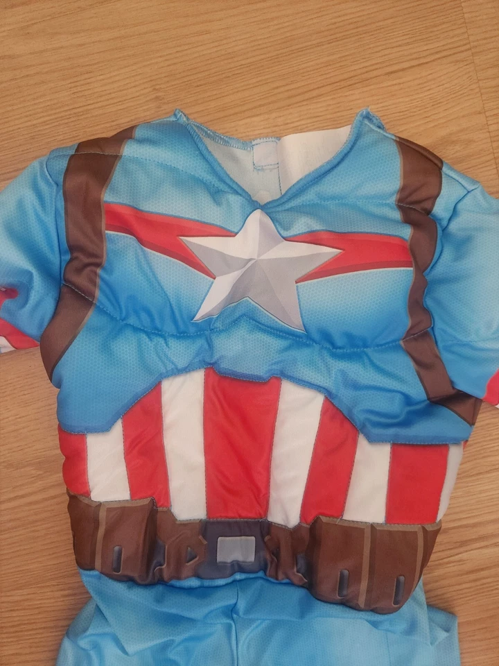Toddler Boys Marvel Universe CAPTAIN AMERICA Costume Muscle Chest Size 4T - Image 2 of 4