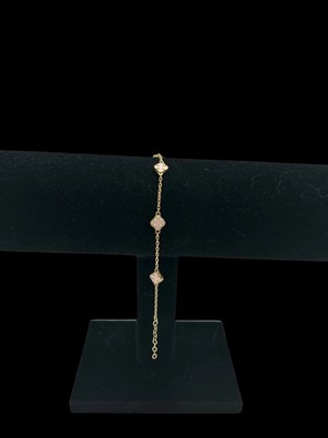New 10K Gold Pink Clover Bracelet 7.5'' adjustable 1''