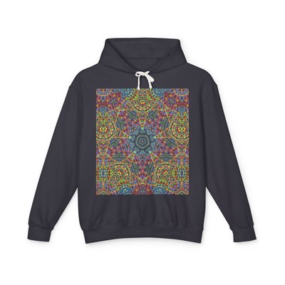 Colorful Mandala Unisex Lightweight Hoodie, Bohemian Sweatshirt, Festival Gear,