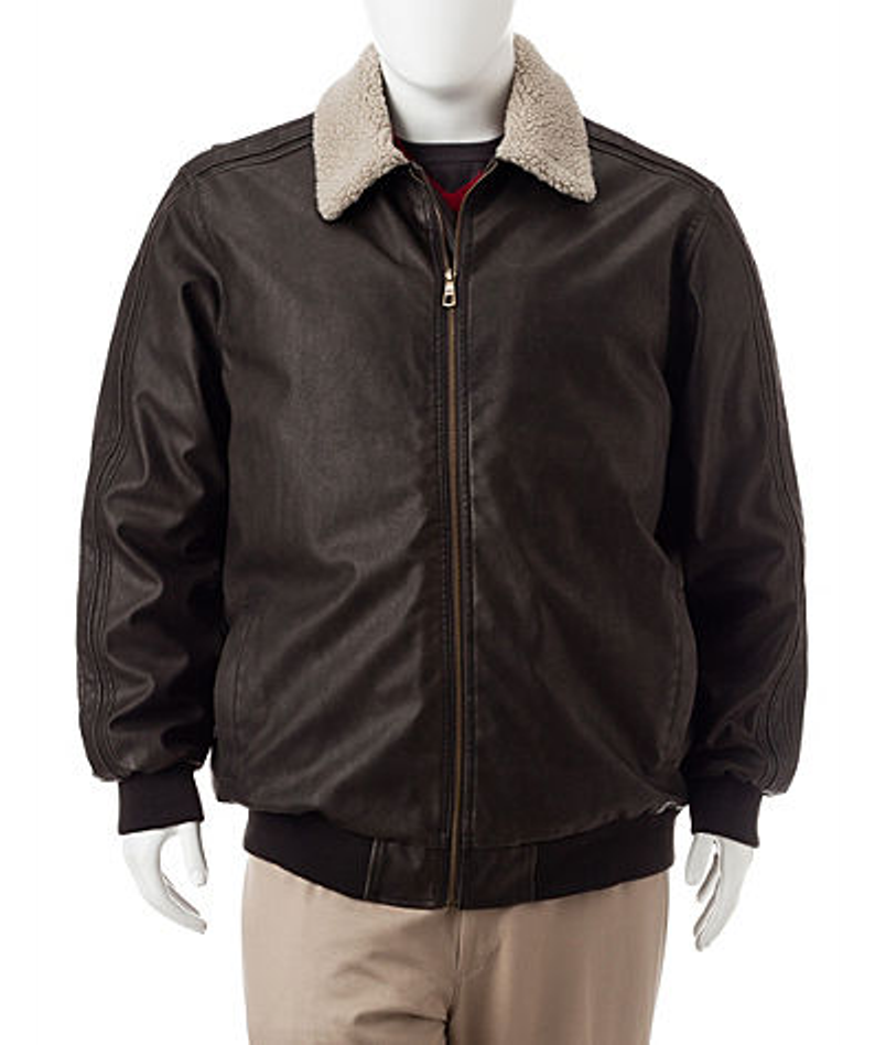 Orig. $200 Whispering Smith Big & Tall Faux Leather Aviator Jacket