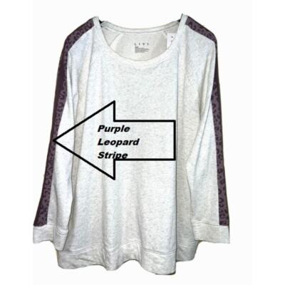 Livi Lane Bryant 22W 24W Sweatshirt Arm Stripe Purple Leopard Heather Cream NEW