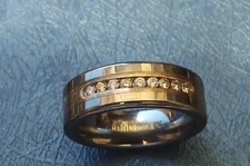 Triton Men's Tungsten Carbide 925 Silver Diamond Wedding Ring / Band ((C22))