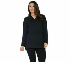 Cuddl Duds Ultra Soft Comfort Long Sleeve Hooded Tunic, Black, S