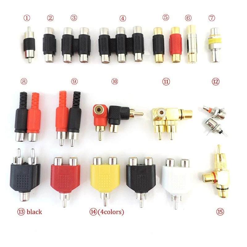 2x RCA Male female to 2rca 3rca male Female Connector Splitter Adapter Video - Image 2 of 4