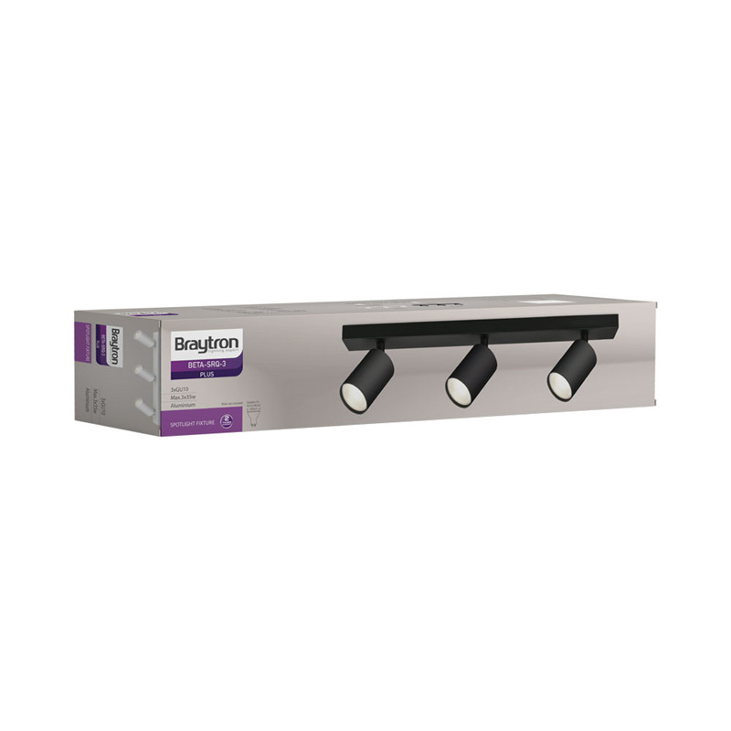 Plafonnier 3 spots noir GU10 aluminium orientable BETA-U2