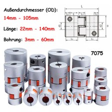 Wellenkupplung Klauenkupplung flexibel CNC 14mm - 105mm Aluminium Motorkuppplung