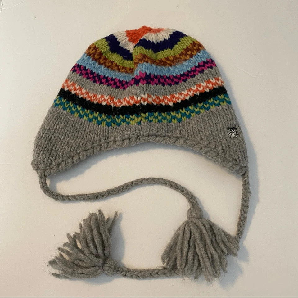 Billabong unisex colorido arco iris mezcla de lana forrado de lana oreja solapa lazos sombrero frijol Foto 3 de 4