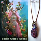 Amulet Raw Stone Horned Deer Spirit Uncut Gemstone Pendant Necklace Magic Portal
