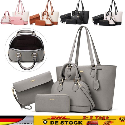 2025 Neu Taschen Set 4-tlg Handtasche Damentasche 4in1 Shopper Clutch Kunstleder
