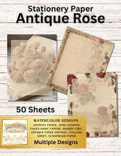 50 Stationery Vintage Antique Roses Design Writing Papers
