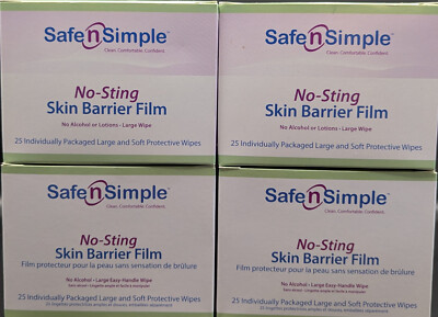 Safe n Simple No-Sting Skin Barrier Film  25 individually packaged wipes