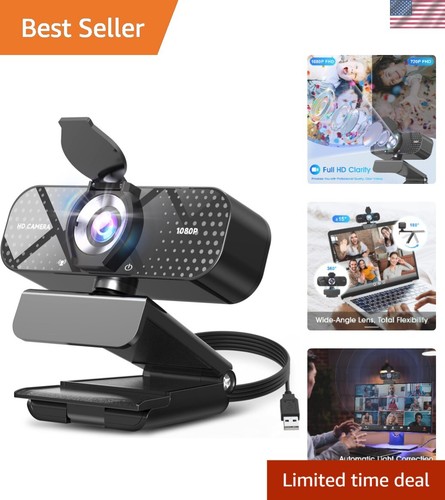 1080P HD Webcam: Clear Video, Noise-Canceling Mic & Privacy Protection