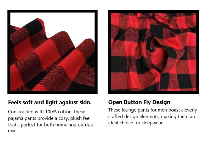 Paquete de 3 pantalones de pijama de salón 100 % algodón ropa para dormir pijamas S-6XL (grandes y altos) Foto 2 de 3