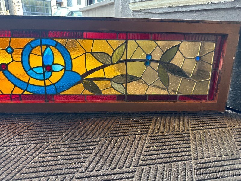 Beautiful Antique Chicago Stained Leaded Glass Transom Window Sidelight