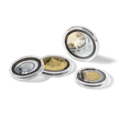 10er Pack runde kreisförmige ULTRA Münzkapseln schwarz Schaum Abfangeinsätze