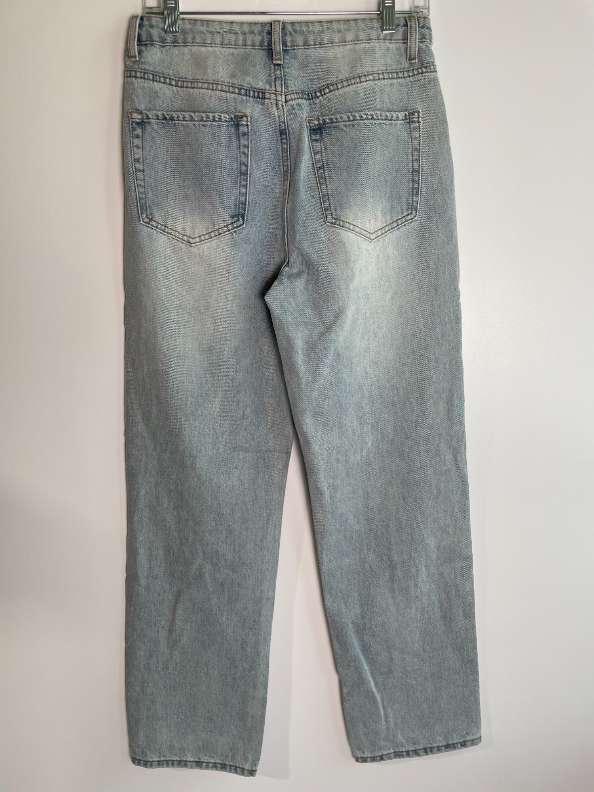 Edikted Womens M Wide Or Die High Rise Wide Leg Ripped Jeans Light Blue image 2