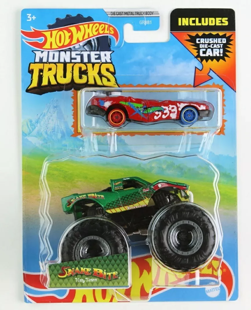 Hot Wheels Monster Trucks 1:64 Scale Vehicle - Snake Bite Vinny Venom