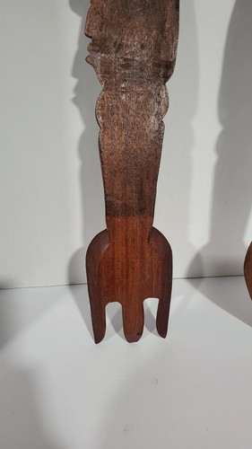 Horquilla y cuchara talladas de madera artística de 20"" decoración de pared vintage de 20"" de Honduras - Imagen 17 de 22