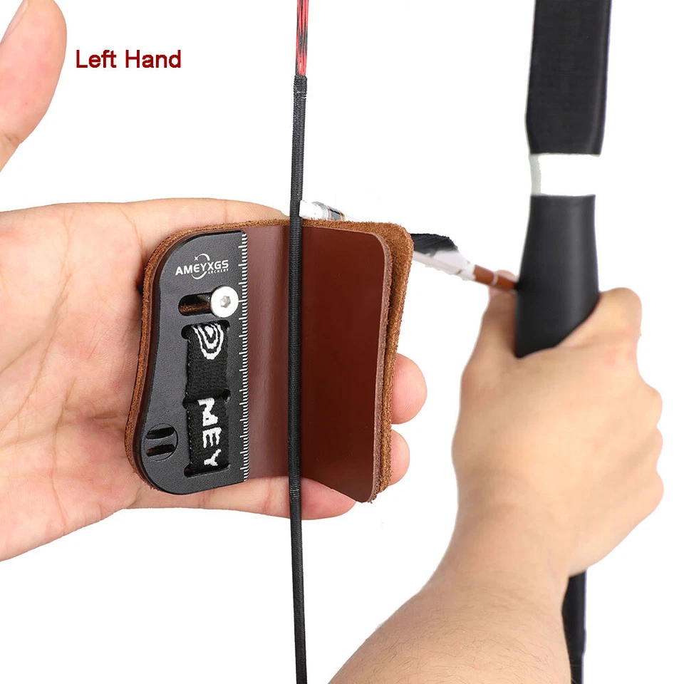 Barebow Tab Archery Finger Guard Cowhide Protector Gear Bow Hunting Target RH LH - Image 3 of 4
