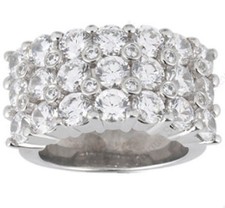 5.64 carat Round Diamond 3 row Wedding Ring Mens 14K White Gold Band SI1 clarity