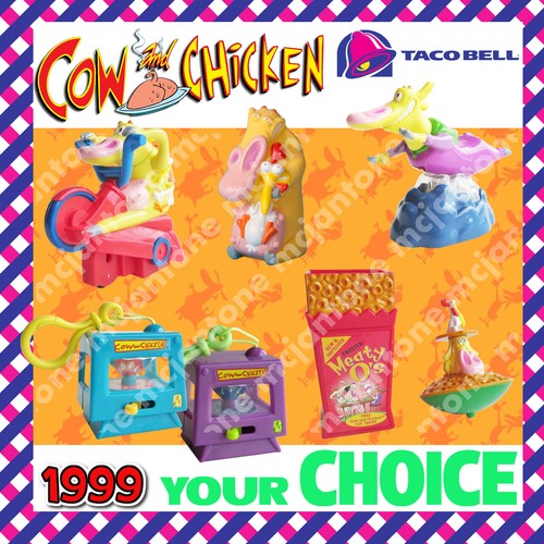 Taco Bell 1999 Cow & Chicken Cartoon Network Cereal Spinner Your Toy Choice