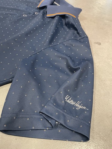 WALTER HAGEN 11 MAJORS GOLF POLO SHIRT MENS LG NAVY BLUE DIAMOND PATTERN - Picture 6 of 11