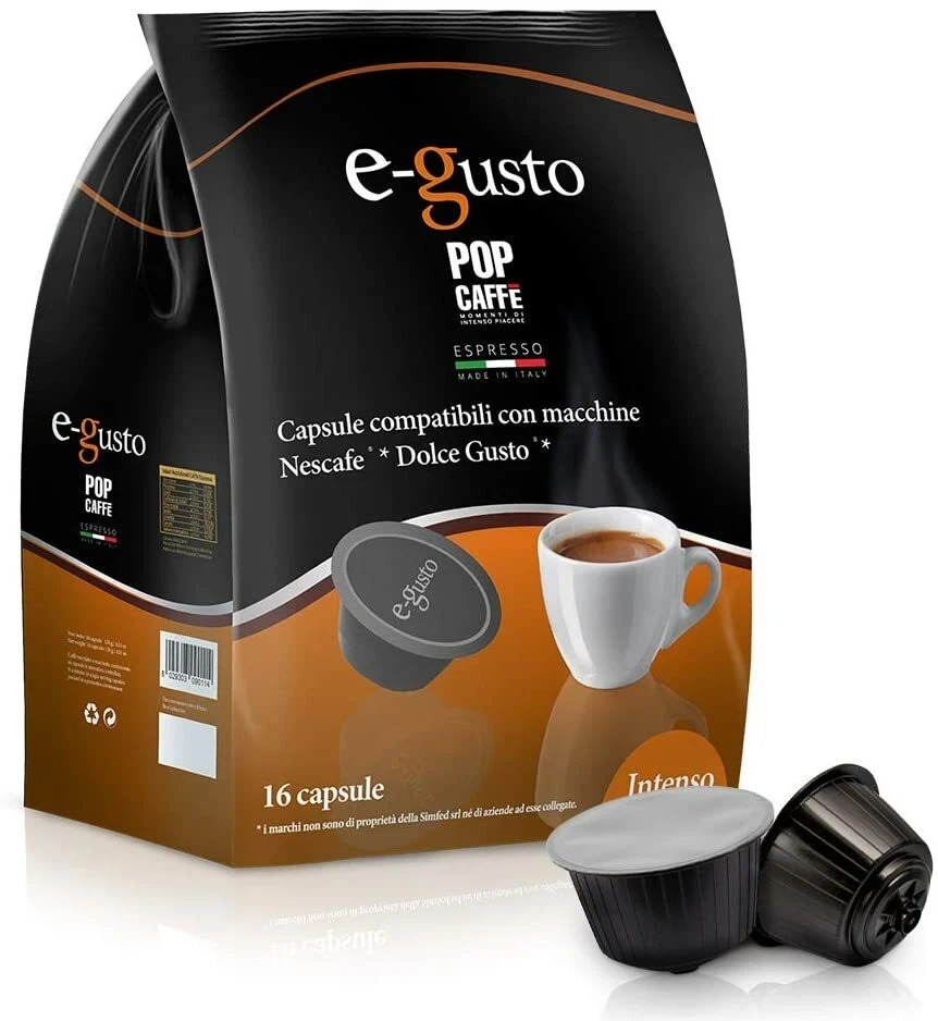 192 Capsule Pop Caffè E-GUSTO Miscela 1 Intenso compatibile Nescafè Dolce Gusto