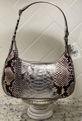 BNWT-MICHAEL KORS PIPER SMALL TWO-TONE SNAKE EMBOSSED LEATHER SHOULDER BAG  - Main Image