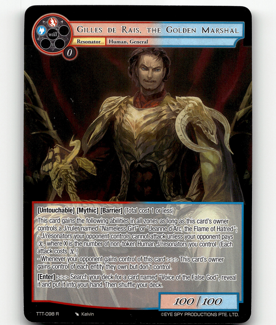 Force of Will Gilles de Rais, the Golden Marshal - Thoth of the