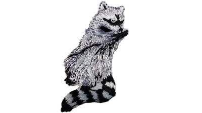 Raccoon Natural Pose Iron On Patch 2 Inch Black White by 1 Ferrets Treasures