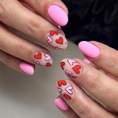 24Pcs Short Almond Fake Nail Press On Nail Artificial Nail False Nail Gifts