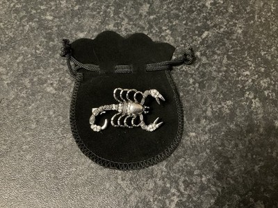 Silberfarbene strukturierte Strass Kristall Skorpion Brosche, 4 cm Geschenk