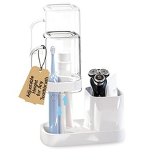Toothbrush Holder with Cup/Cover Contains 2 Slots, Bathroom Counter Organizer...