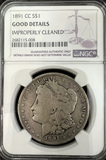 1891 CC Morgan Silver Dollar NGC Good Details