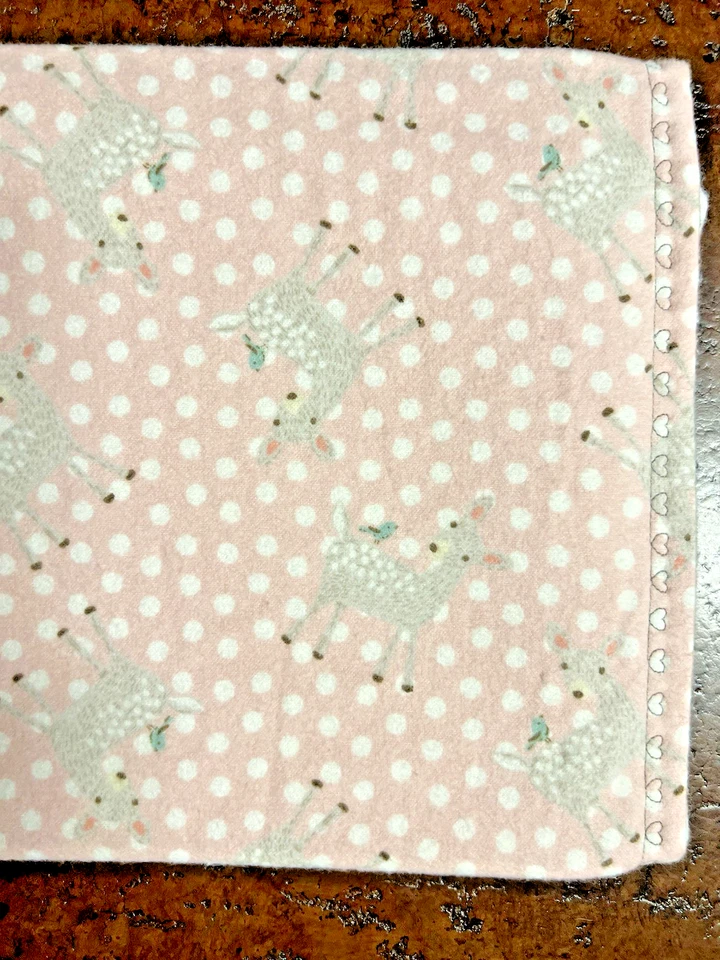 BABY GIRL GIFT WARM BLANKET~ PINK POLKA DOTS BABY DEER  41" X 33" NEW - Image 4 of 4