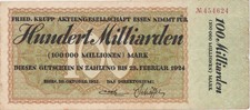 Germany 100 Milliarden Mark 1923 Krupp Essen Hyperinflation Banknote Notgeld
