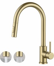 FORIOUS Brushed Gold Kitchen Faucet Pull Down Sprayer High Arc 1 or 3 Hole