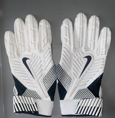 Nike D Tack 5.0 Padded Leather Lineman Pro Football Gloves 3XL White NCAA NFL