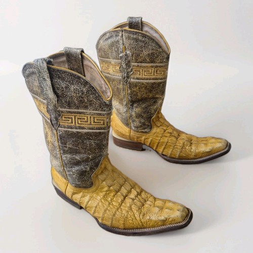 Jar  Orange Crocodile  Boots Men's US Size 6.5 Mexico 25.5 Western Pointed Toe
