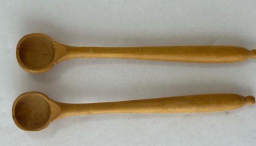 Antique VTG Set of 2 Wooden Mustard Spoons Primitive Farmhouse ...