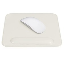 Leather Mouse Pad with Wrist Rest Ergonomic Support, Non-Slip Base Smooth Mat