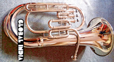 EUPHONIUM HORN 3 VALVE PURE BRASS METAL IN CHROME POLIS CUSHION CASE FREE SHIP