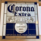 Vintage Corona Beer Stained Glass  Window Sign Light Shines Tiki Beach Bar New