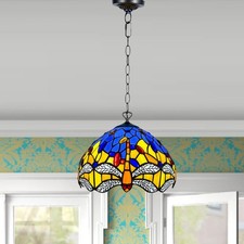 Antique Tiffany Style Pendant Lamp shades Hand Crafted Stained Glass E27 Bulb UK