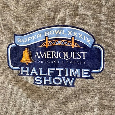 NFL T-Shirt Mens L Gray Short Sleeve Ameriquest Super Bowl XXXIX Halftime Show